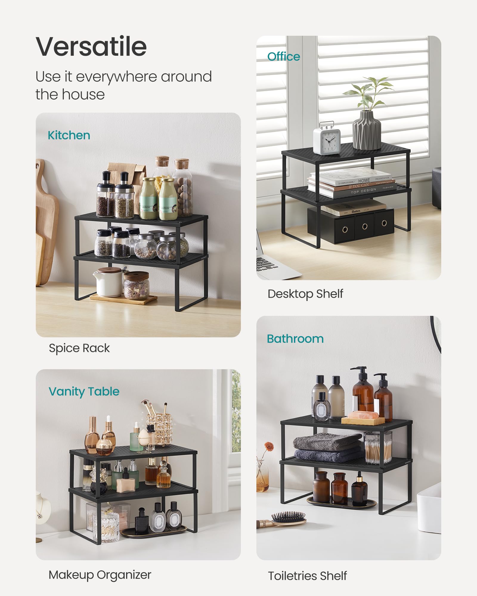 SONGMICS estantes apilables y expandibles, se adaptan a tus necesidades.