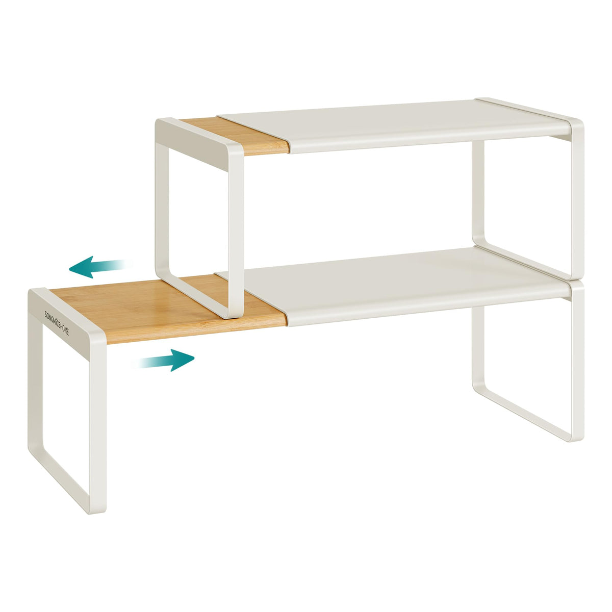 SONGMICS HOME estante extensible para especias en bambú y metal, organiza la cocina.