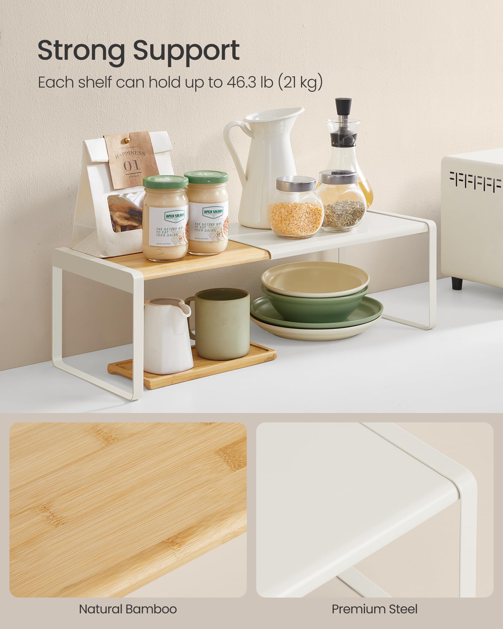 SONGMICS HOME montaje rápido con instrucciones claras para colocar en la encimera.