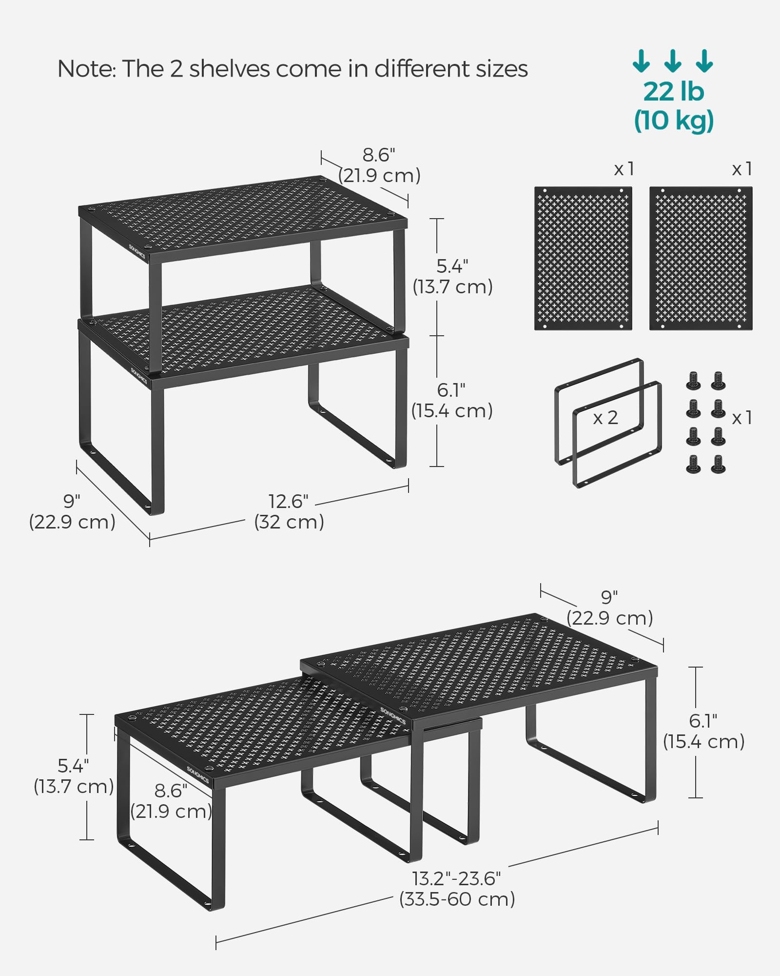 SONGMICS UKCS001B01: organizador de encimera de cocina de metal, ideal para especias.