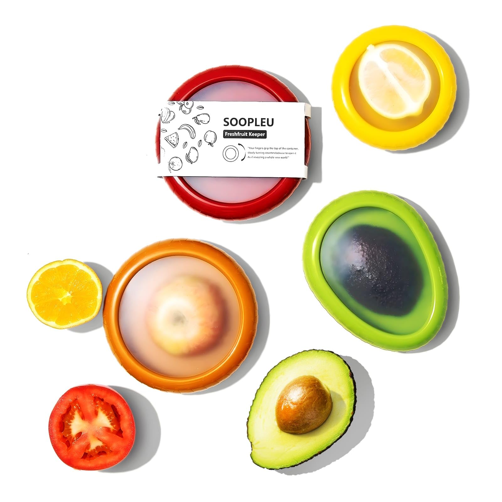 SOOPLEU Conservador de aguacates: conserva medio aguacate fresco en la nevera con tapa hermética.
