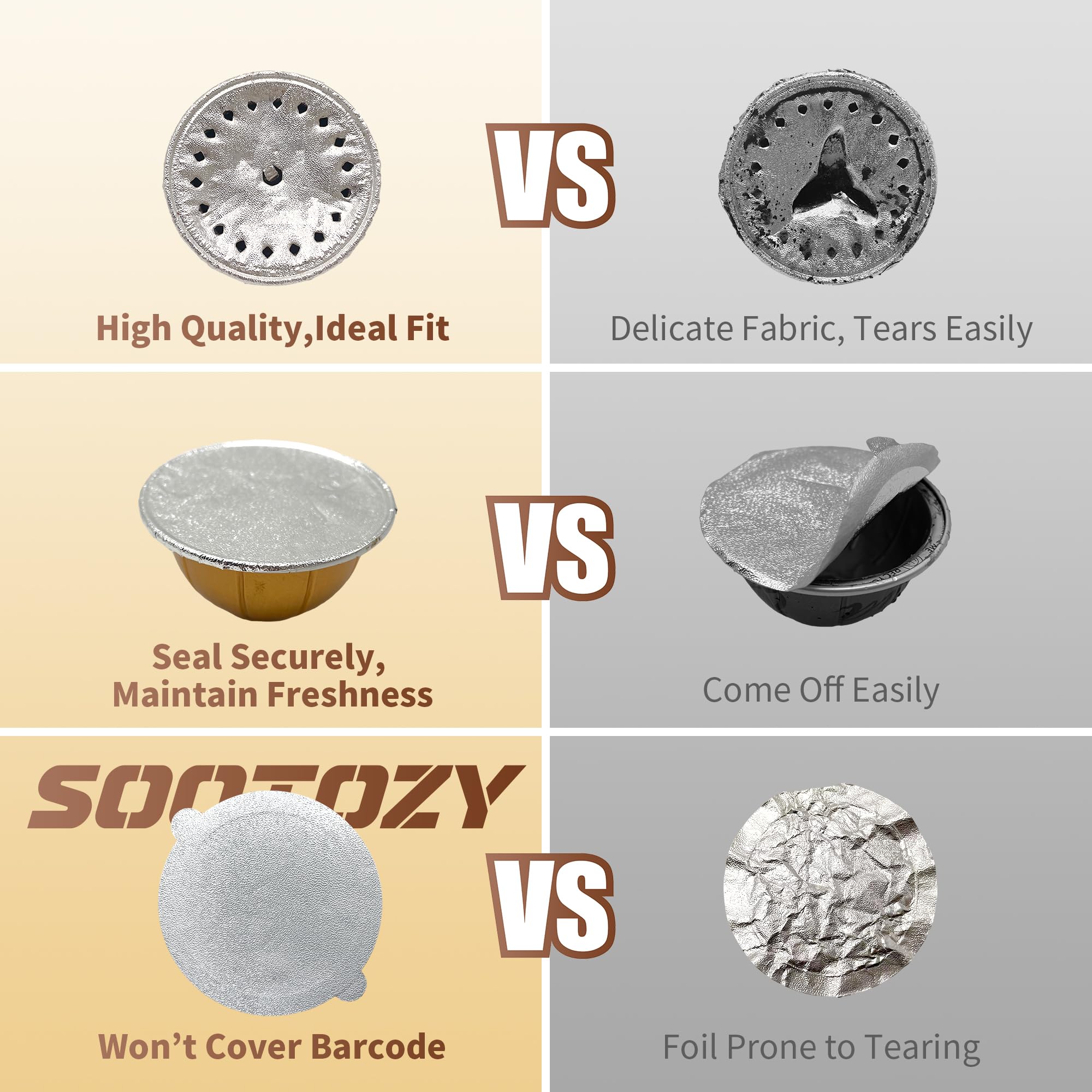 Sootozy cápsulas reutilizables Vertuo: tapas de aluminio para sellar con precisión.