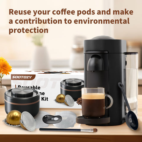 Sootozy kit Vertuo completo: solución todo en uno para cápsulas reutilizables.