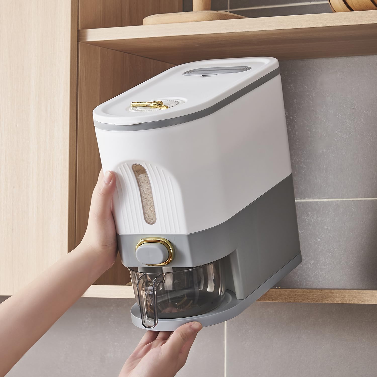 Sooyee dispensador automático facilita medir arroz sin abrir la tapa
