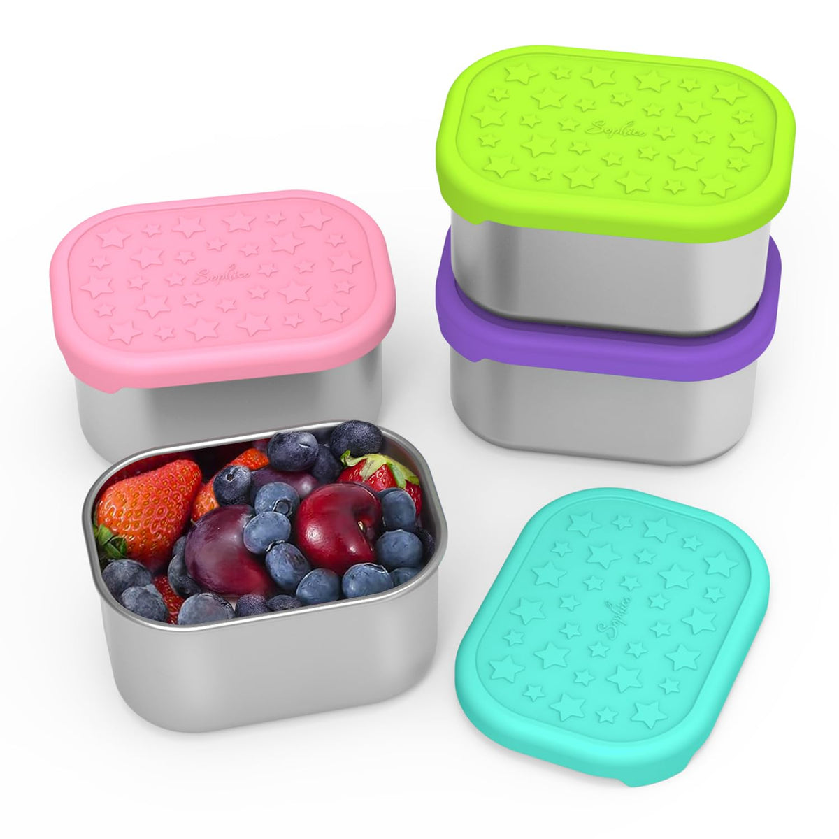 SOPHICO contenedor snack acero inoxidable 8 oz para meriendas seguras