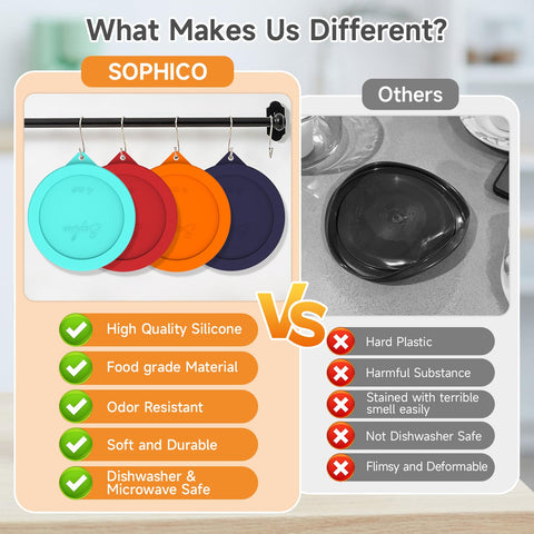 Silicona segura para alimentos SOPHICO libre de BPA, ideal para almacenar.