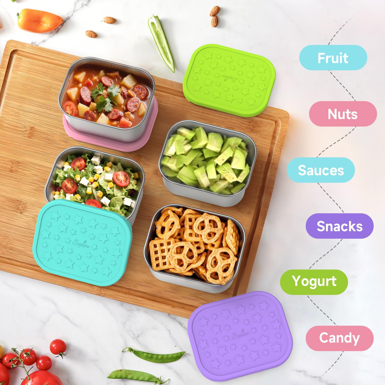 SOPHICO contenedor snack para frutas y bocadillos, mantiene la frescura