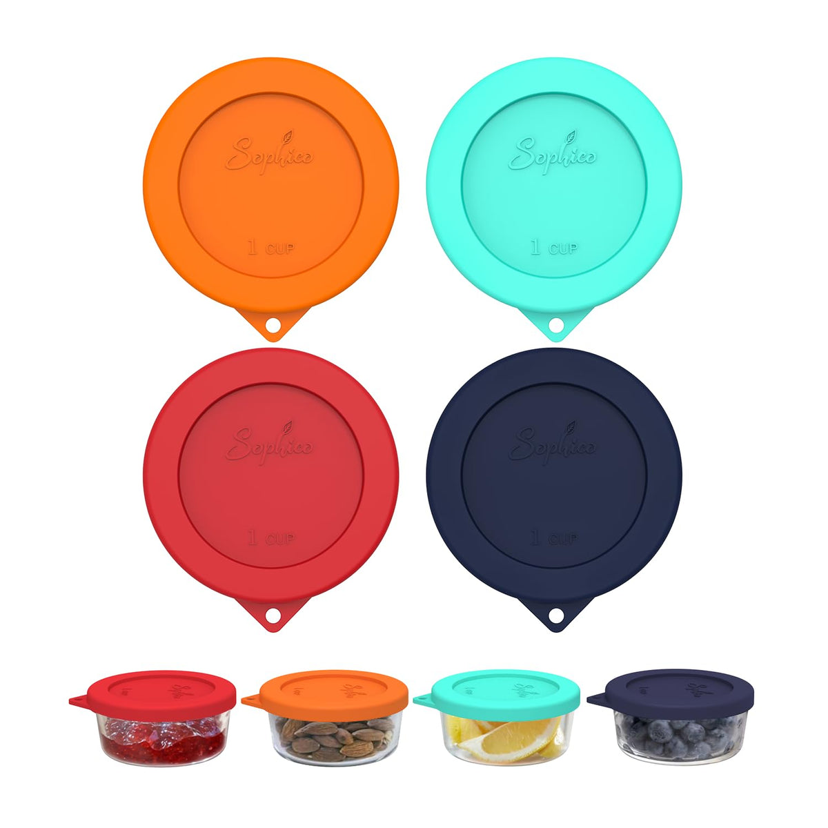 SOPHICO tapa de silicona para tazón de vidrio de 1 taza, mantiene frescura