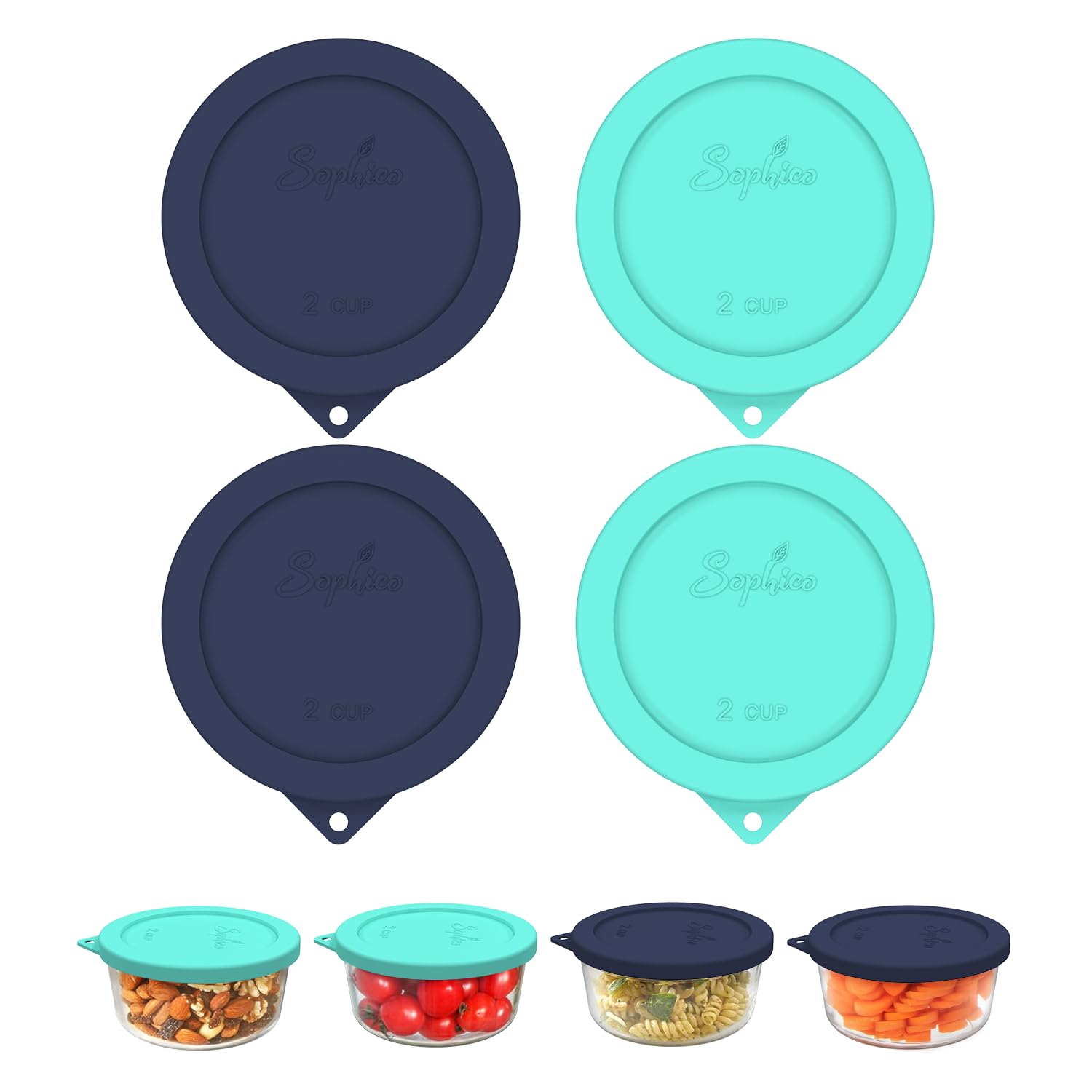 SOPHICO tapa silicona 2 tazas, para conservar frescura sin derrames.