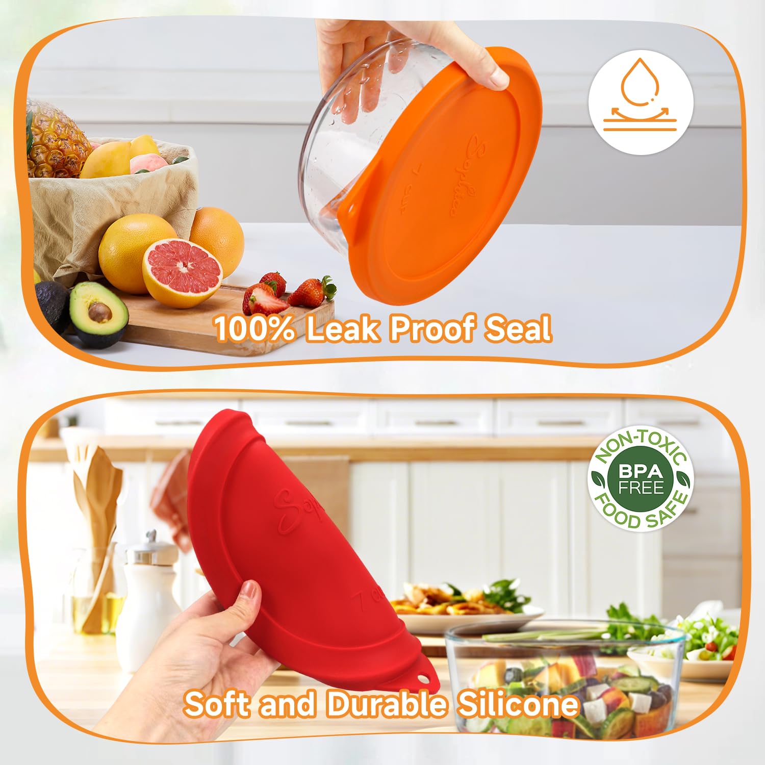 SOPHICO tapa de silicona apta para lavavajillas, facilita la limpieza.