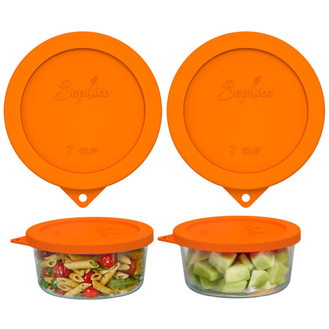 SOPHICO tapa de silicona redonda naranja para almacenamiento, mantiene frescura sin fugas.