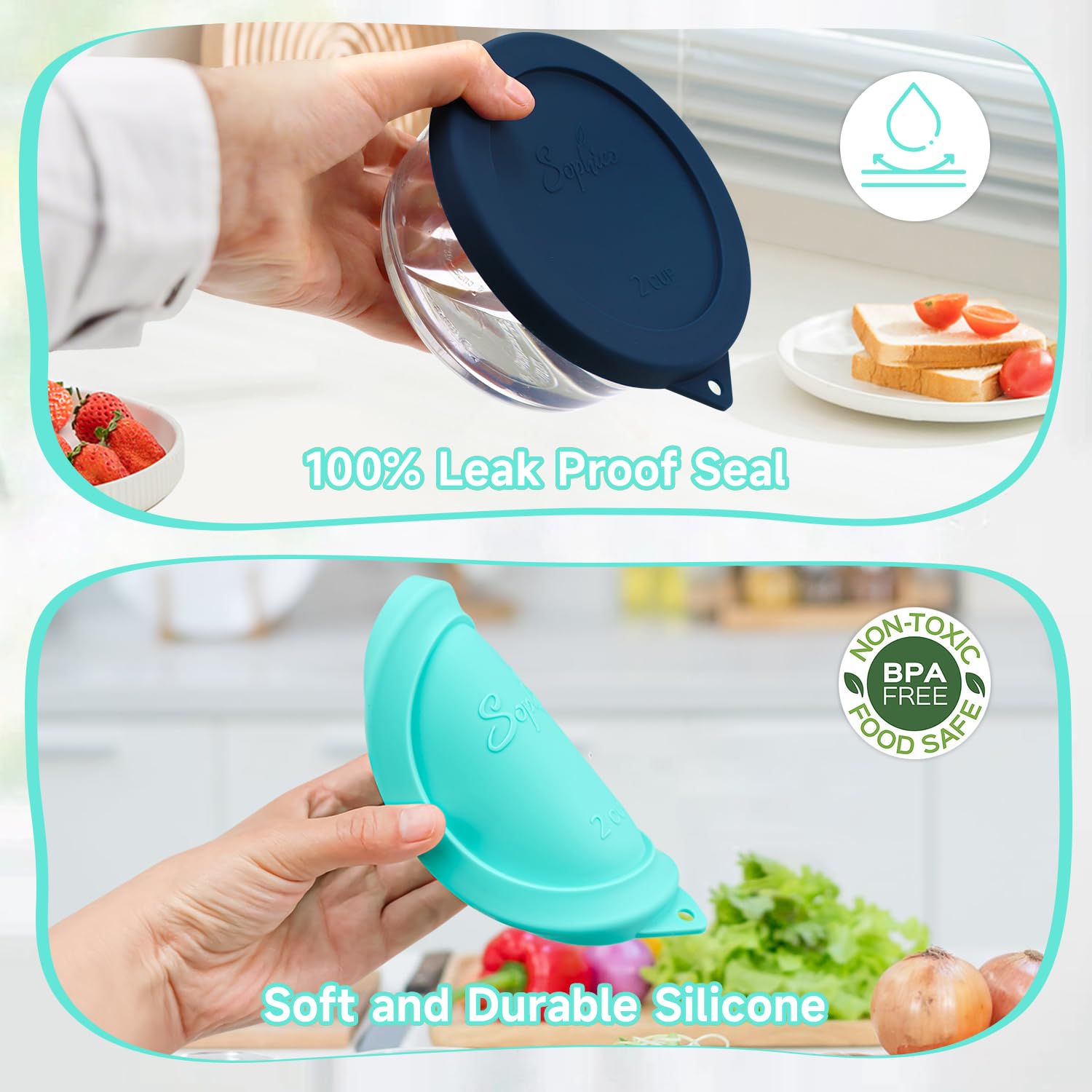 SOPHICO tapa silicona resistente a calor y frío, uso versátil.