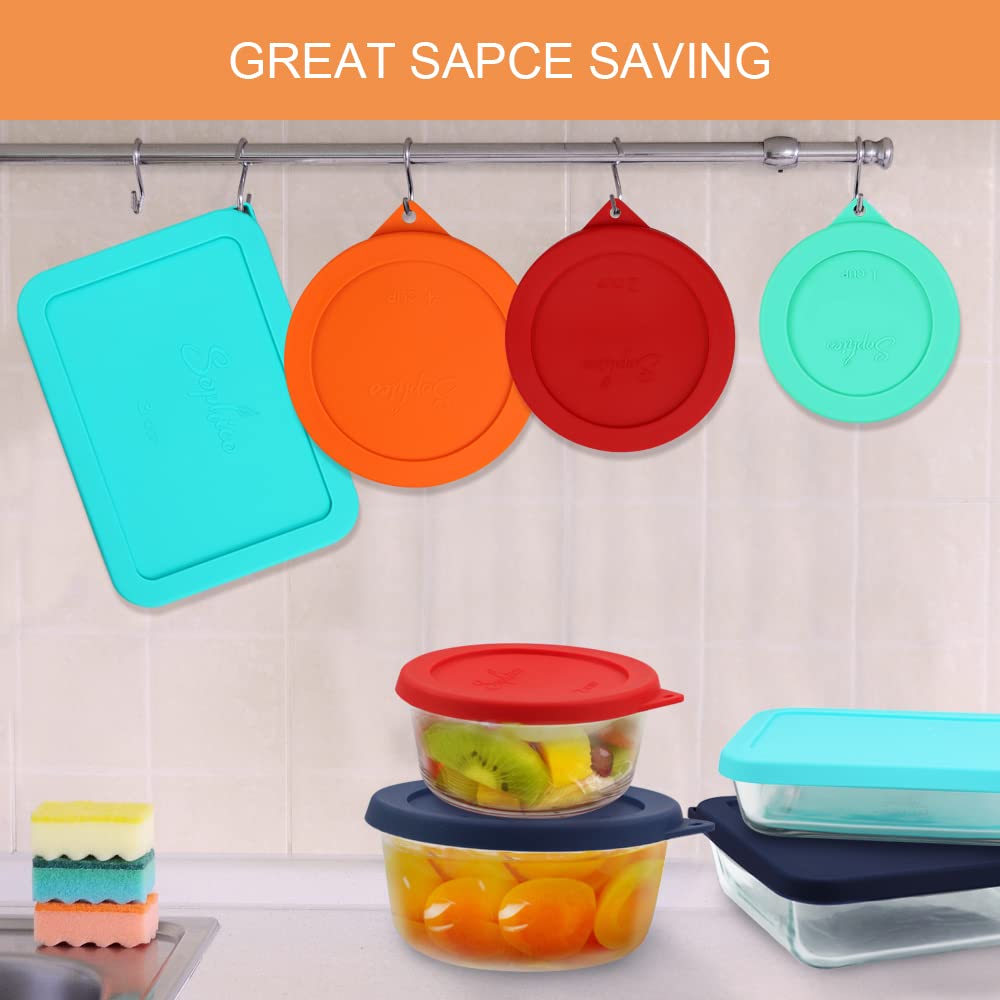 SOPHICO tapas de silicona para almacenamiento de 7 tazas: compatibilidad con tazones de vidrio.