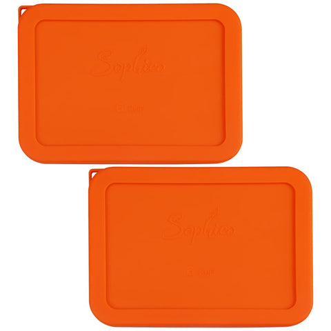 Tapas rectangulares SOPHICO de silicona en naranja para almacenamiento seguro de 6 tazas