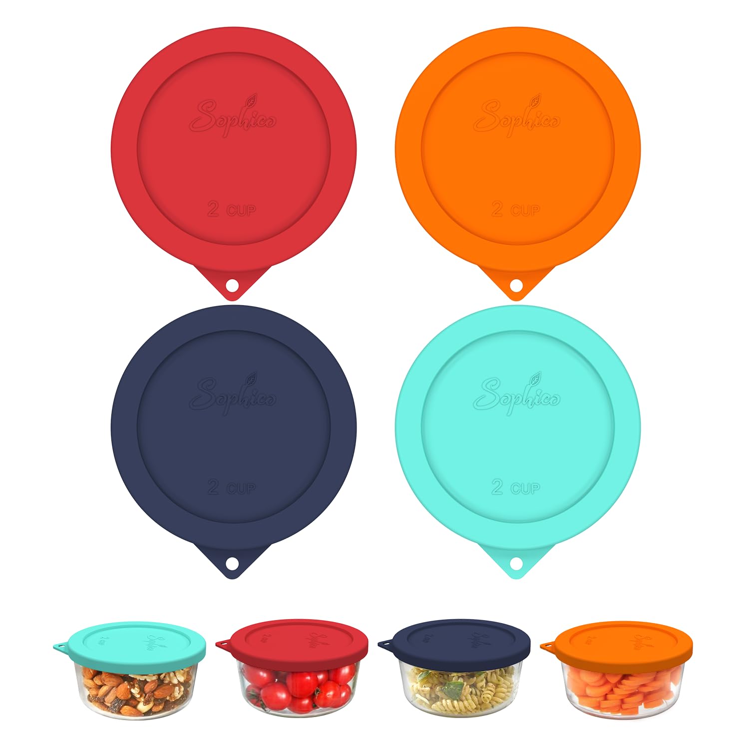 SOPHICO tapa de silicona 2 tazas con cierre hermético para conservar frescura.