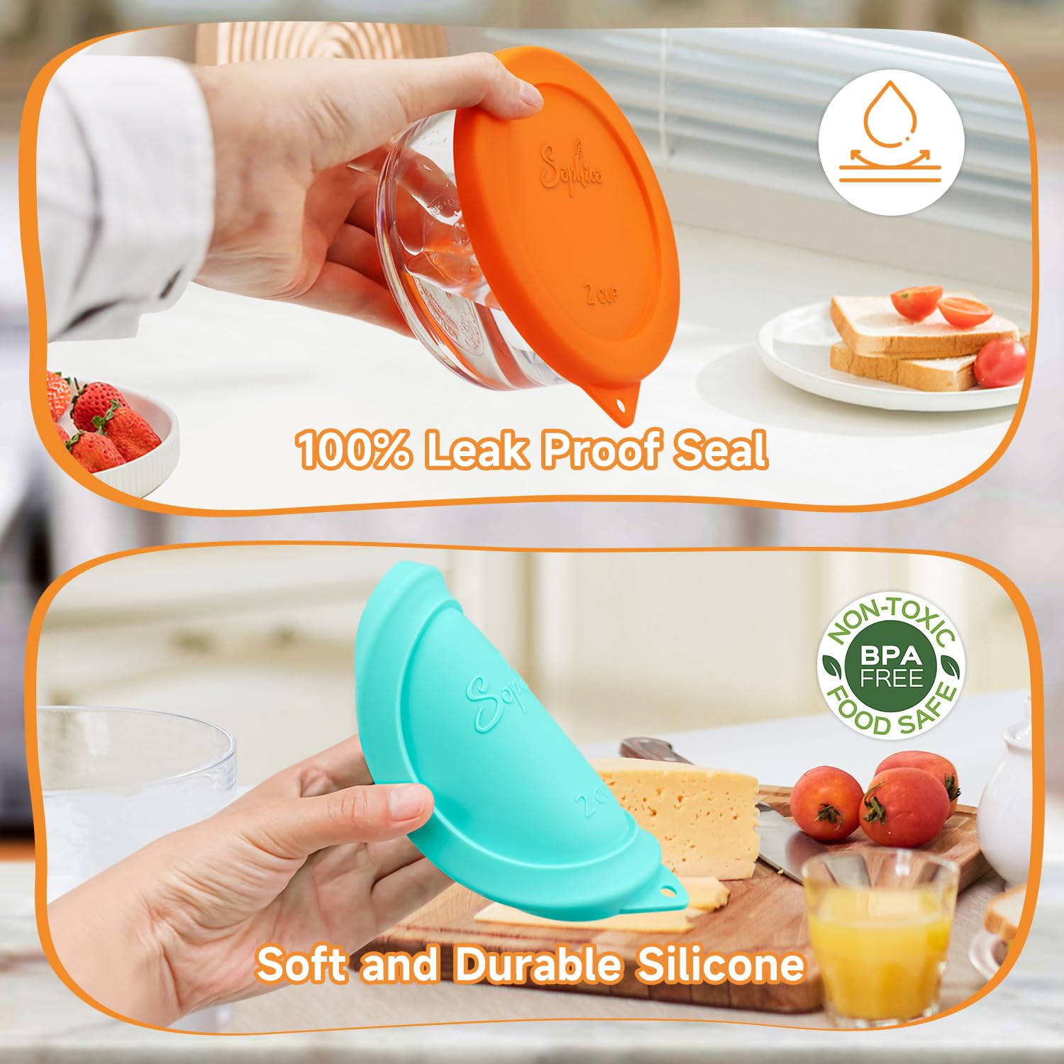 SOPHICO tapa silicona 2 tazas con agujero para colgar, ideal para ahorrar espacio.