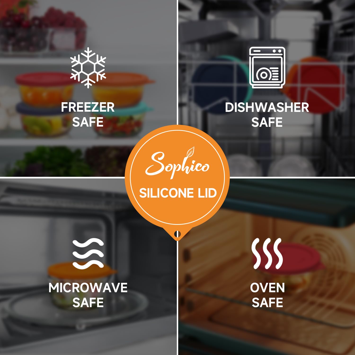 SOPHICO tapa silicona 2 tazas resistente a -40℃ a 230℃ para diversas temperaturas.