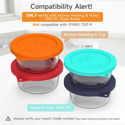 Tapas SOPHICO compatibles con boles Anchor Hocking y Pyrex 7201-PC.