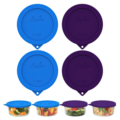 SOPHICO tapa silicona 4 tazas redondas mantiene frescura sin fugas.