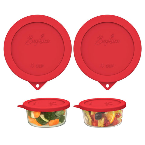 Tapas SOPHICO de silicona para cuencos de 4 tazas en rojo, mantiene la frescura.