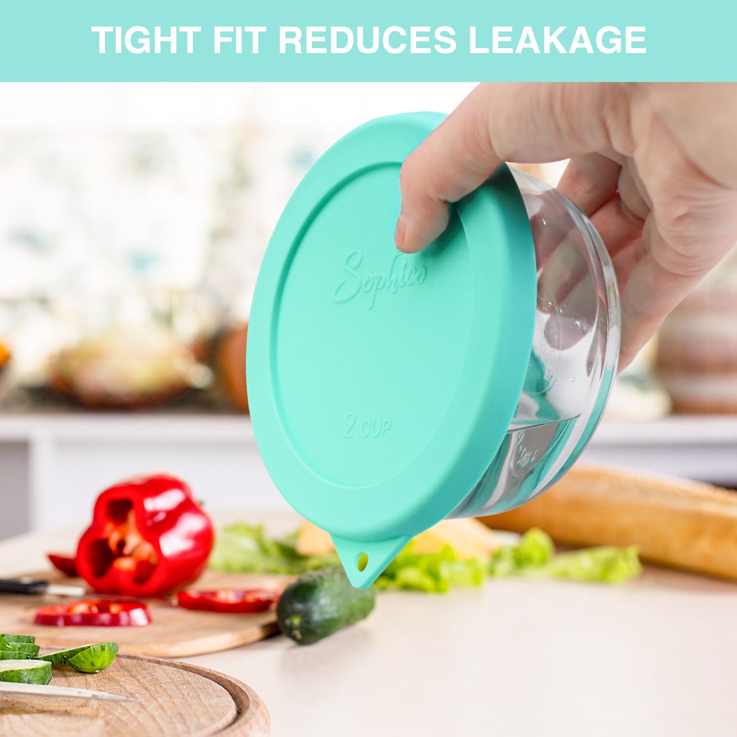 Tapas Sophico compatibles con cuencos Anchor Hocking y Pyrex.
