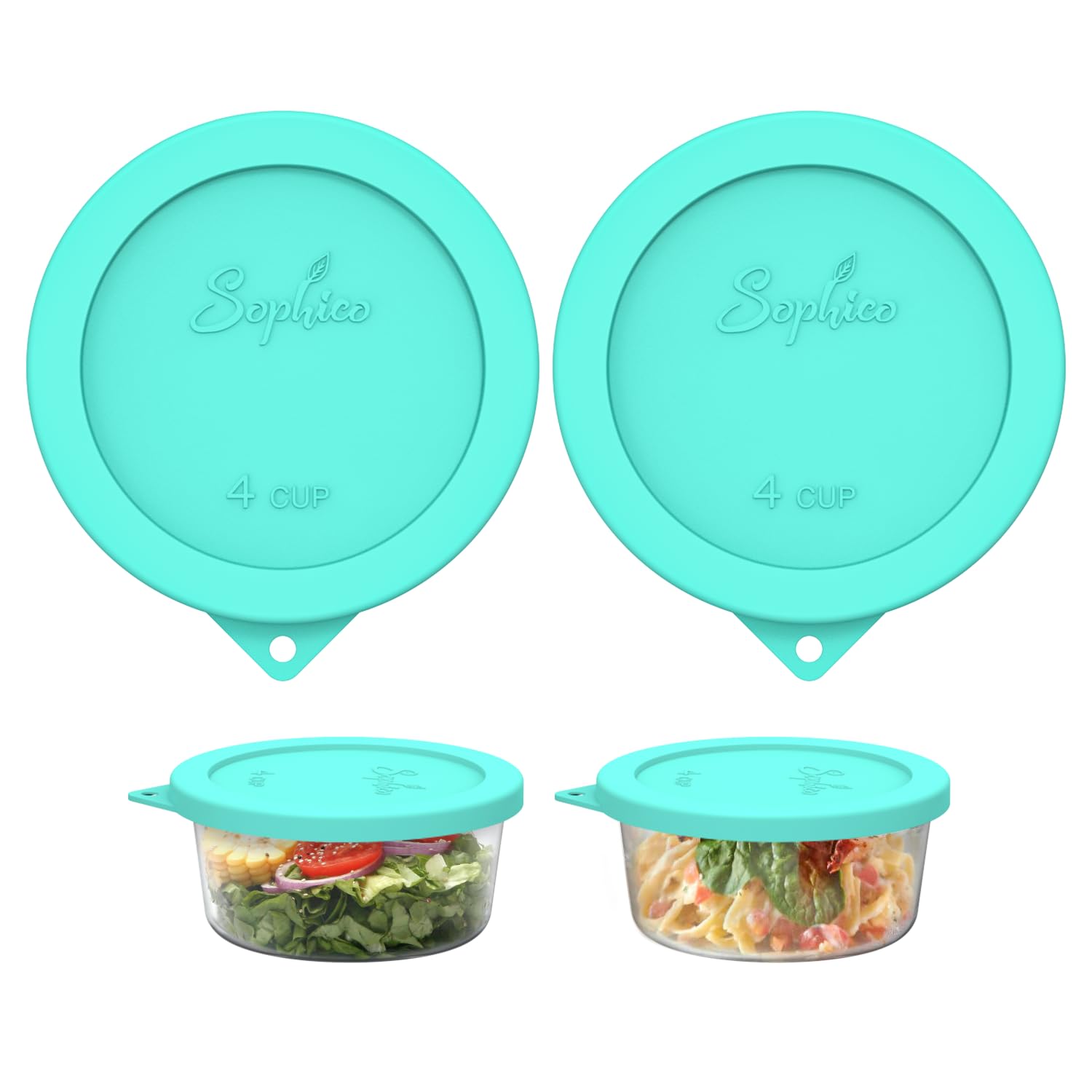 SOPHICO tapas de silicona para tazón 4 tazas, ajuste hermético para conservar frescura.