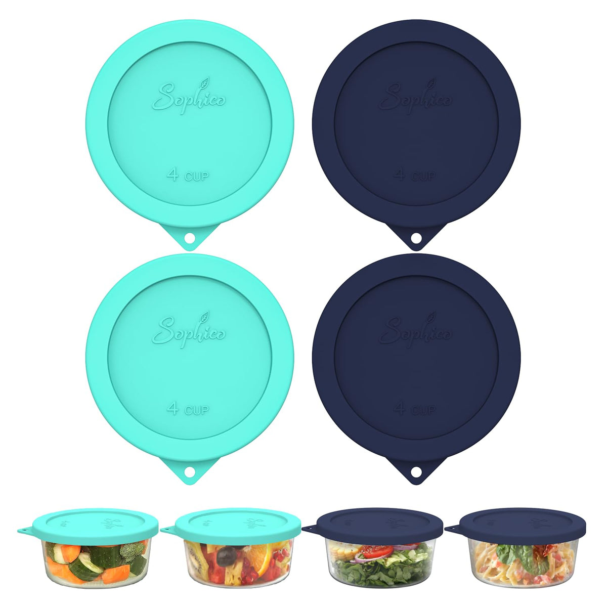 SOPHICO tapas de silicona redondas de 4 tazas para conservar la frescura.