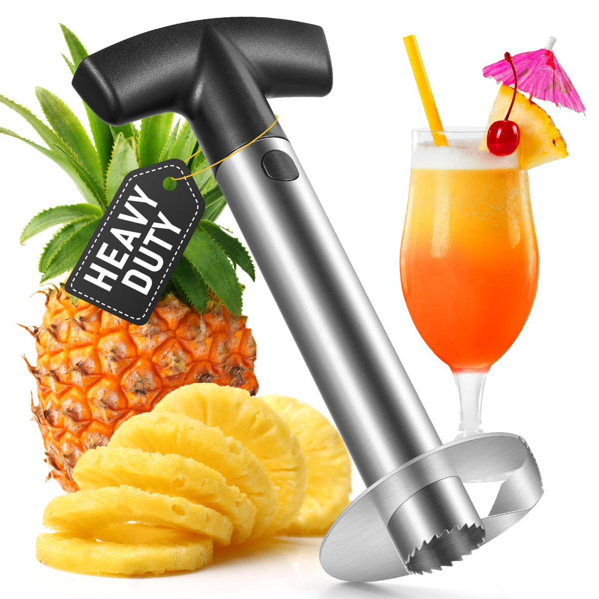 Sopito cortador descorazonador de piña ergonómico para rebanar de forma uniforme.
