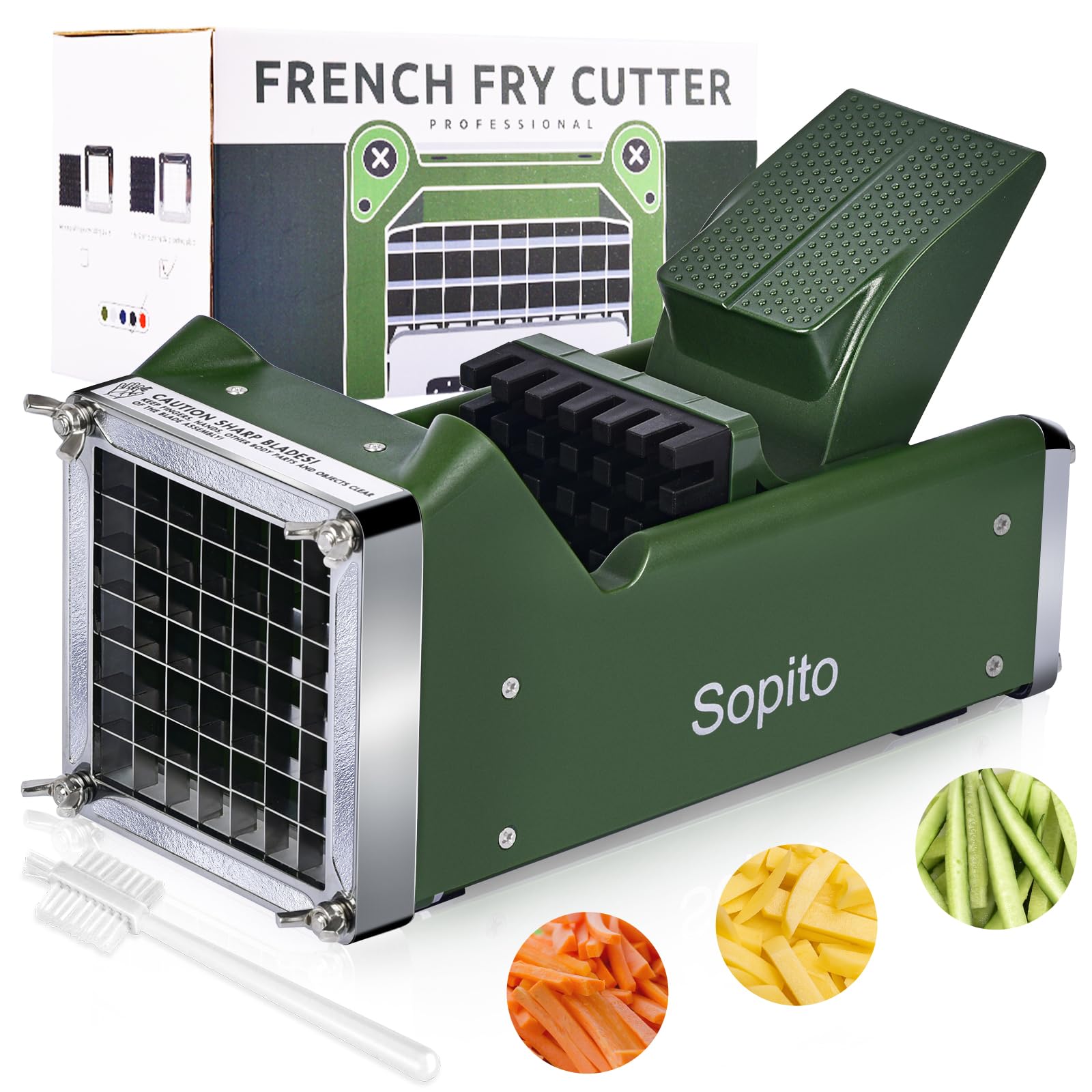 Sopito cortador de patatas con hoja 304 inox, cortes uniformes.