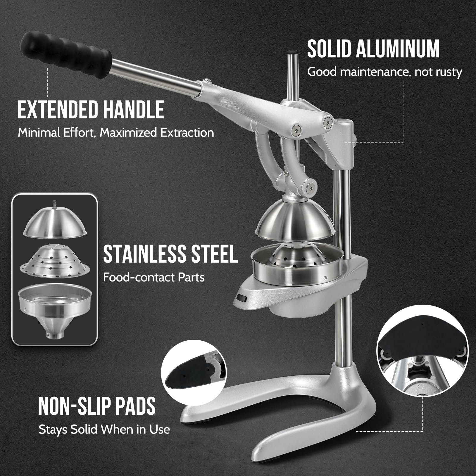 Sopito exprimidor diseño seguro con asa extendida
