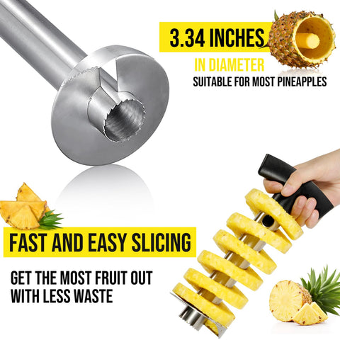Sopito mango ergonómico facilita el giro al descoronar la piña.