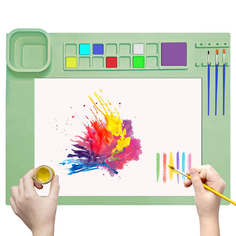 SOQKEEN Mat de Pintura Silicona 20x16, superficie antiadherente para limpiar fácilmente.
