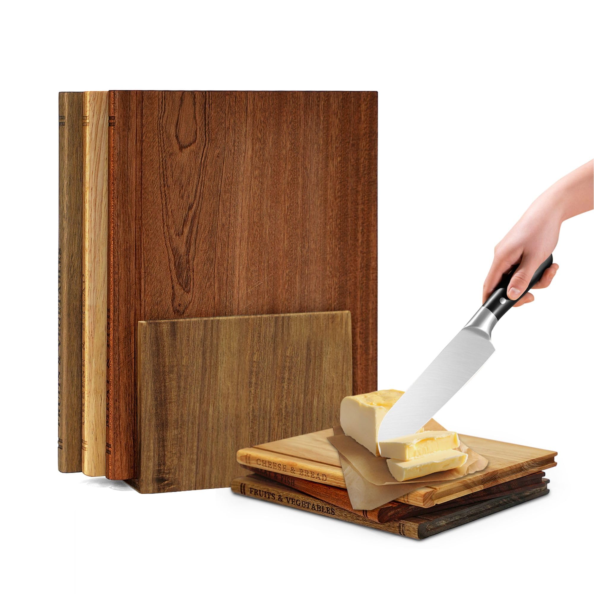 Soravita set de tablas libro apiladas en soporte, organización de cocina