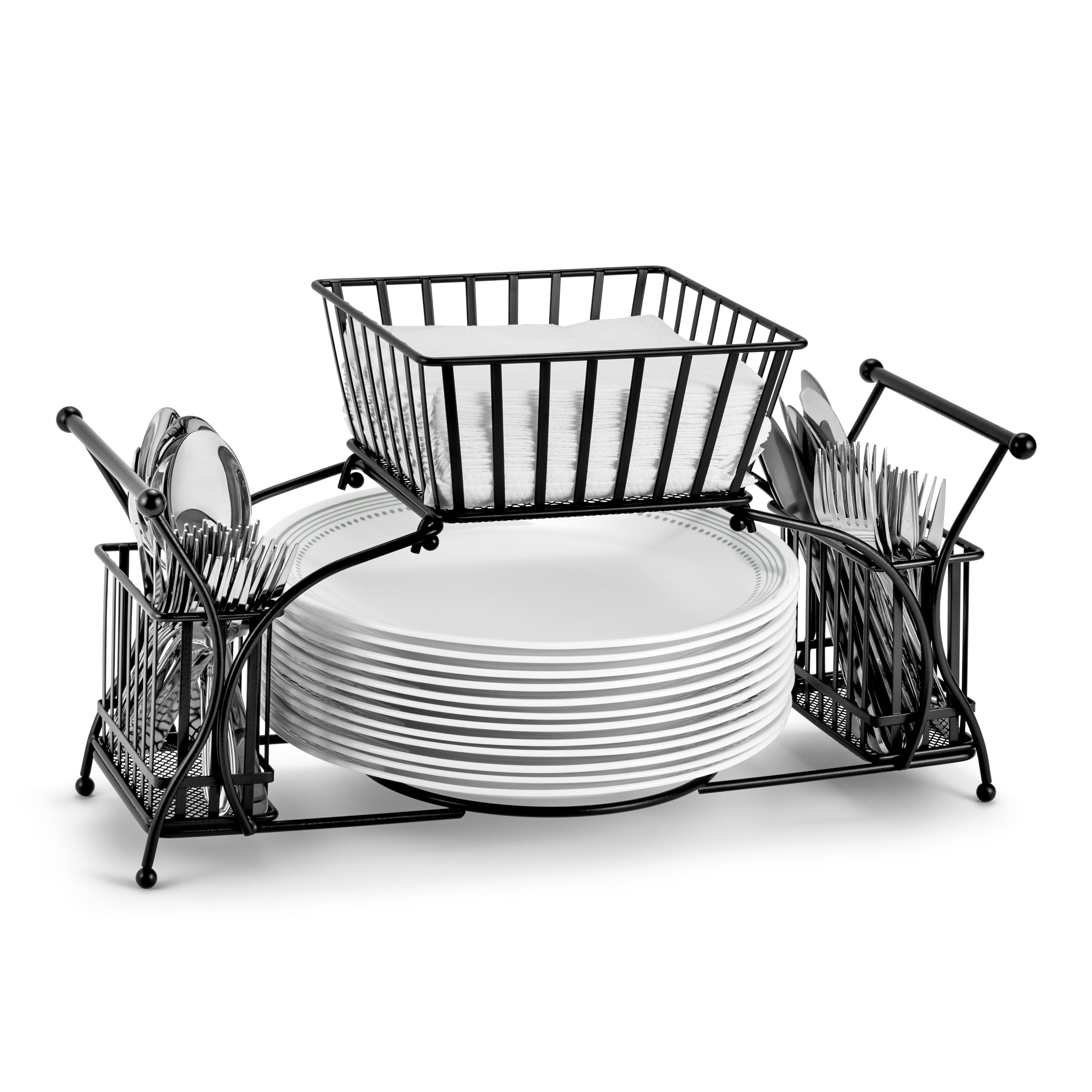 Sorbus caddy buffet con 4 compartimentos para cubiertos y servilletas, diseño compacto.