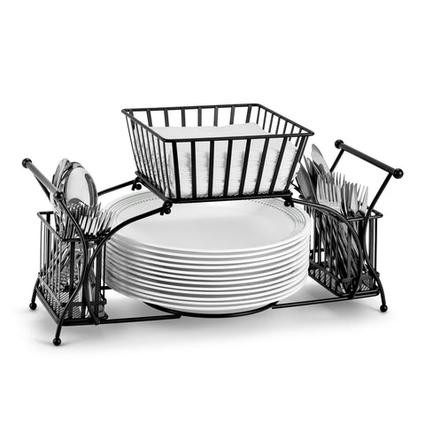 Sorbus caddy buffet con 4 compartimentos para cubiertos y servilletas, diseño compacto.