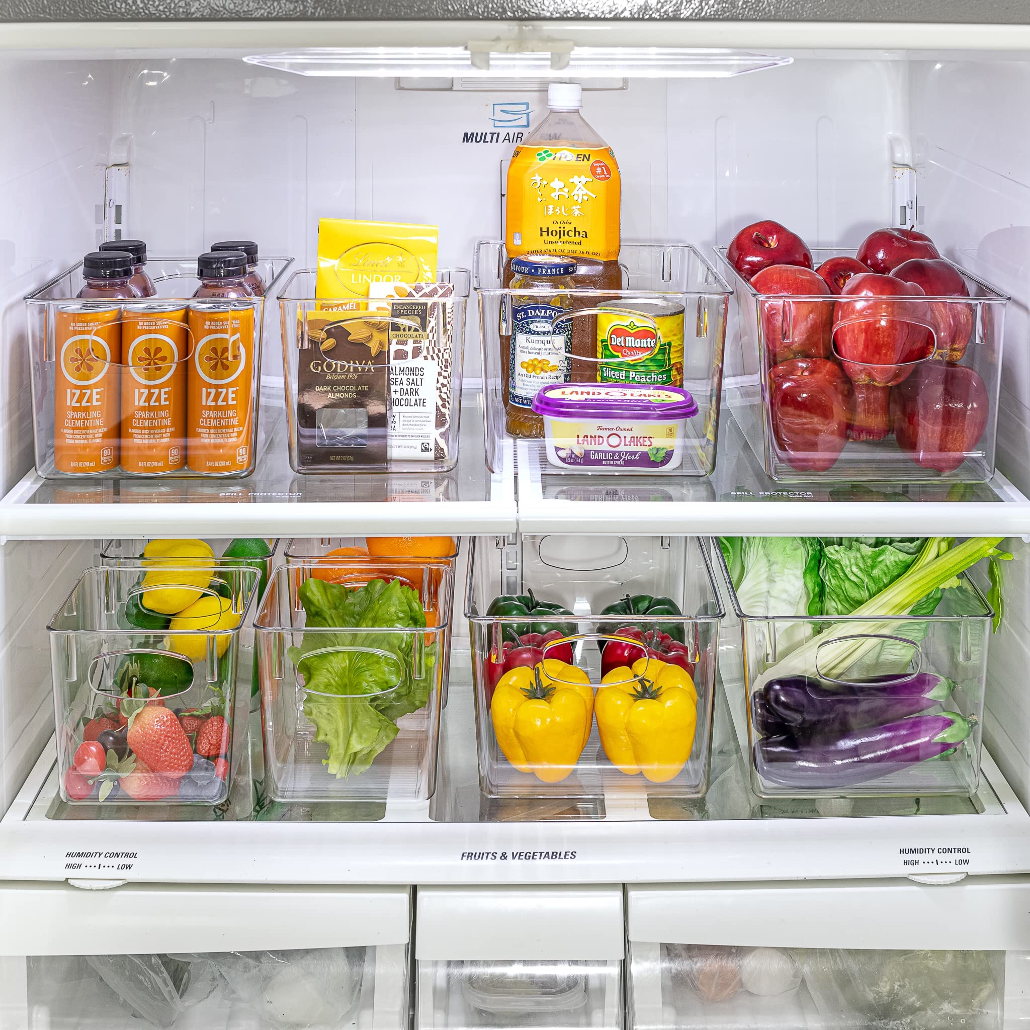 Nevera limpia: cajas Sorbus transparentes para almacenamiento seguro de alimentos.