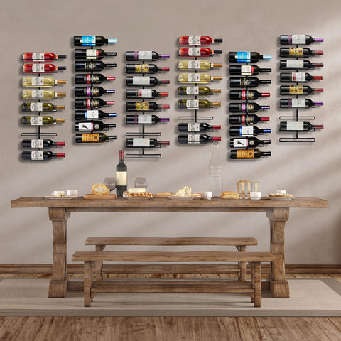 Sorbus diseño metal negro rack vino, estante moderno para cocina o sala.