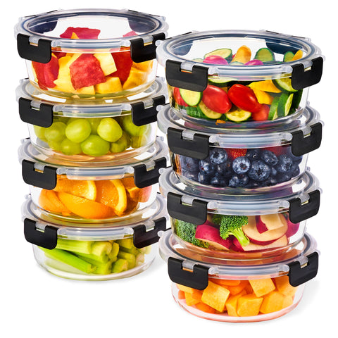 Sorbus: juego de recipientes de vidrio 32 oz con tapas herméticas para conservar comidas.