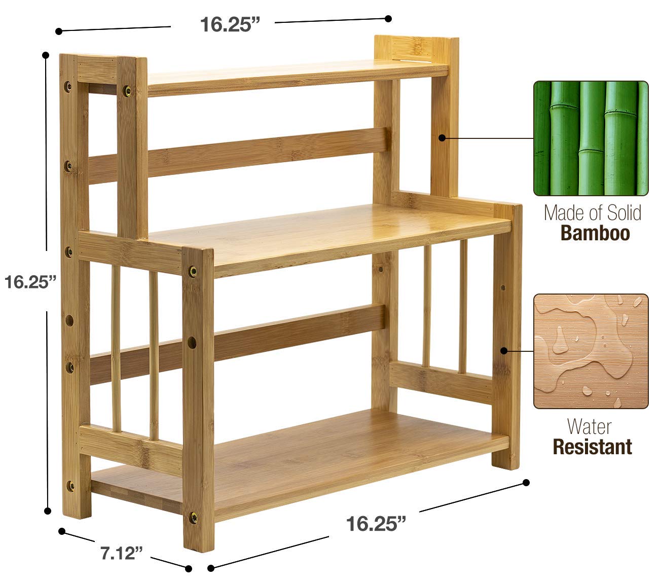 Sorbus organizador de bambú, vista lateral, perfecto para cosméticos y maquillaje.