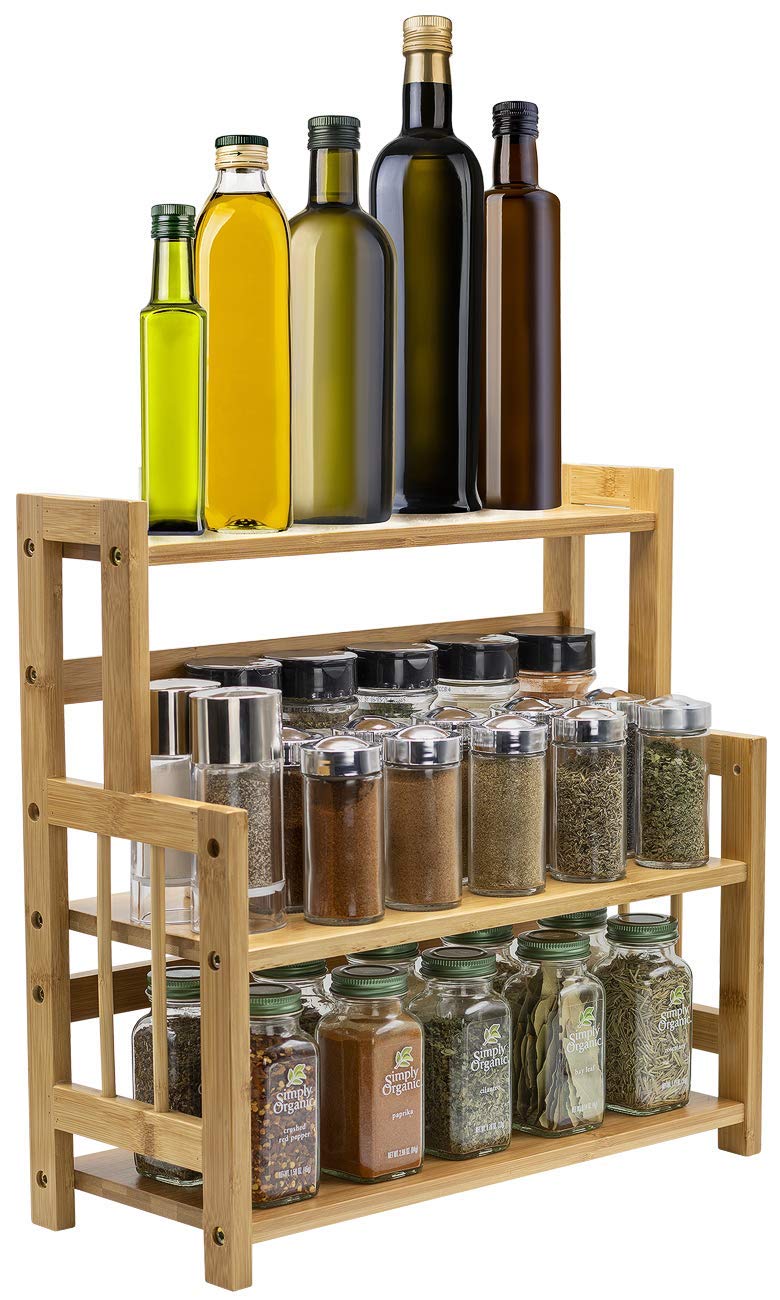 Sorbus organizador de bambú, vista frontal, orden para higiene y baño.