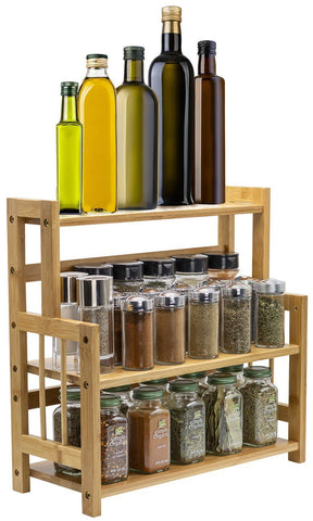 Sorbus organizador de bambú, vista frontal, orden para higiene y baño.