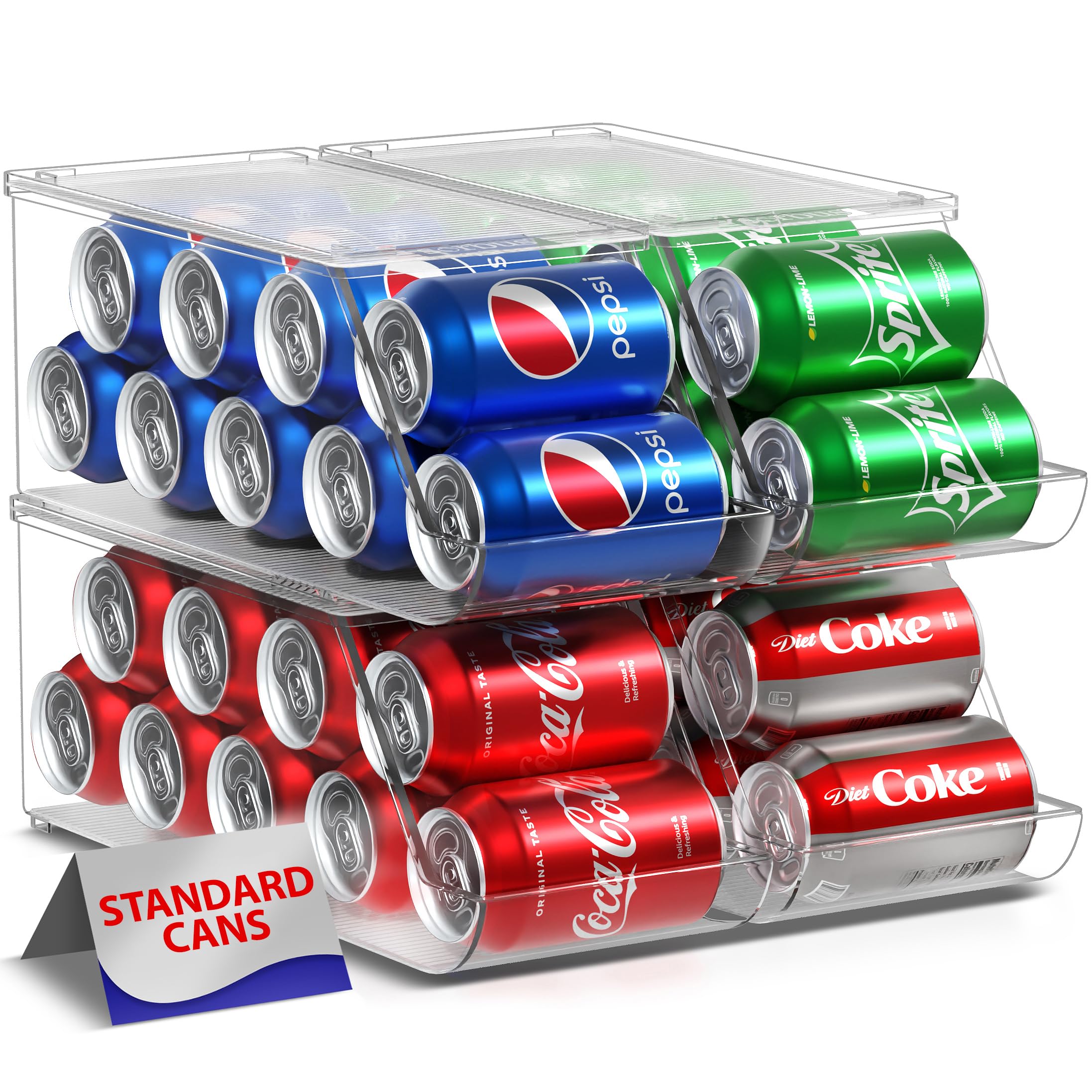 Sorbus organizador de 9 latas para refrigerador con tapa, práctico y espacioso.