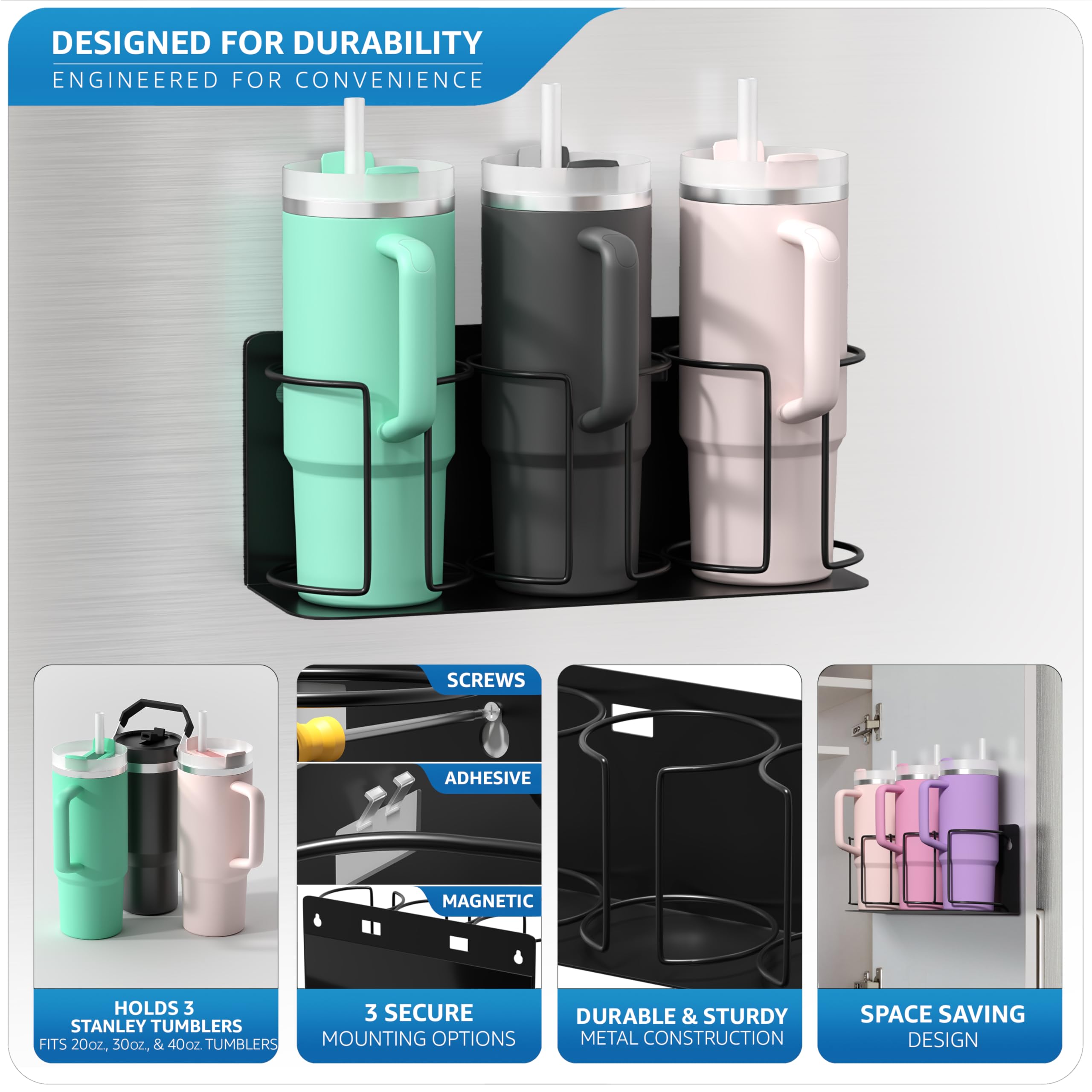 Sorbus organizador de tazas acabado negro para estilo moderno en la cocina.