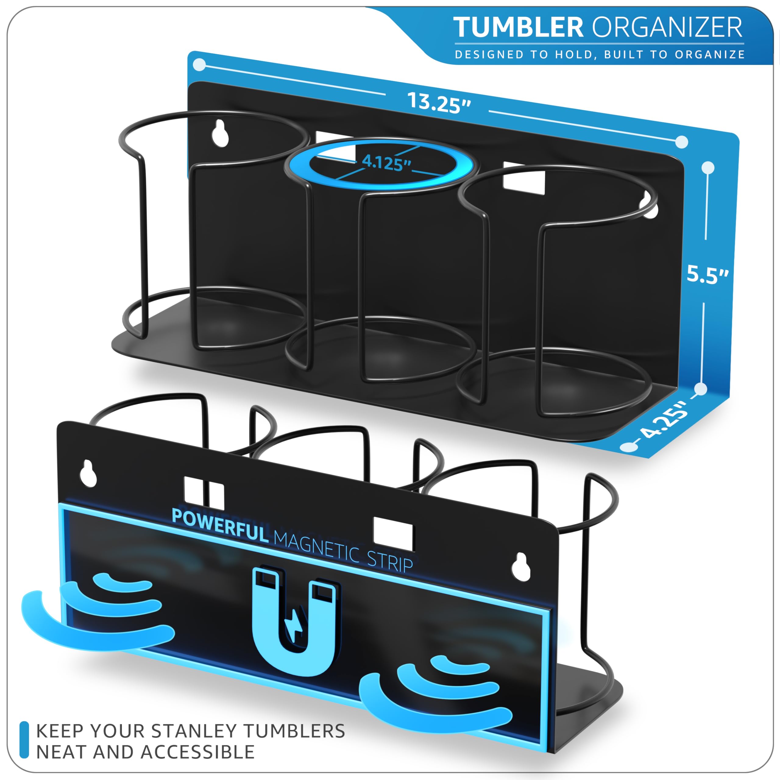 Sorbus organizador de tazas con montaje por tornillos para fijación estable.
