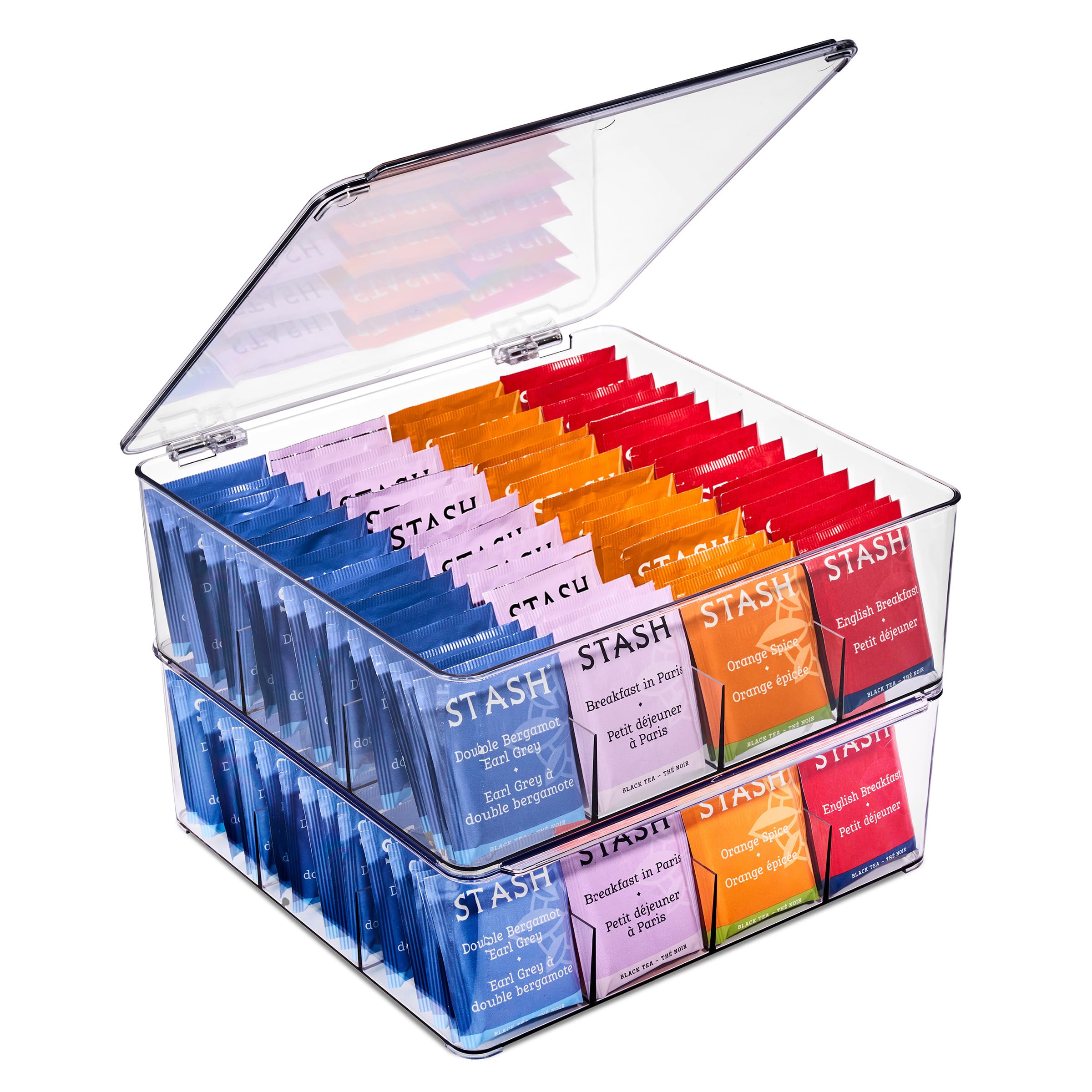 Organizador Sorbus de té, vista frontal con 12 compartimentos para bolsas