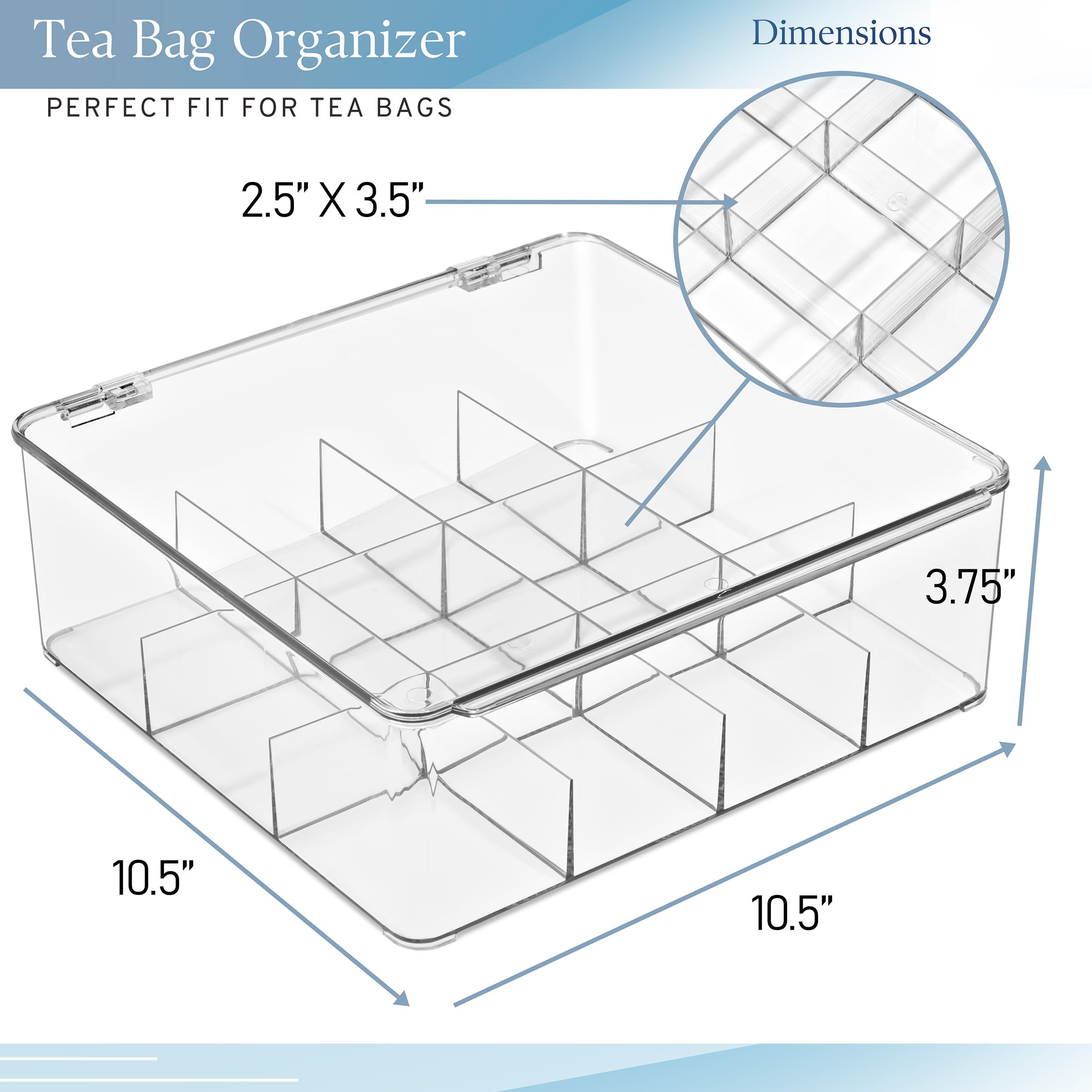 Tapa abatible del organizador Sorbus, compartimentos visibles