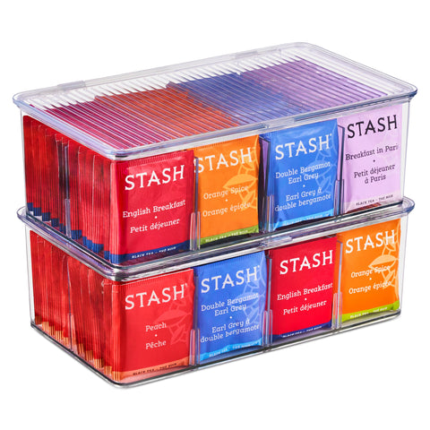 Sorbus organizador de té con dos unidades y tapas, ideal para ordenar bolsitas.