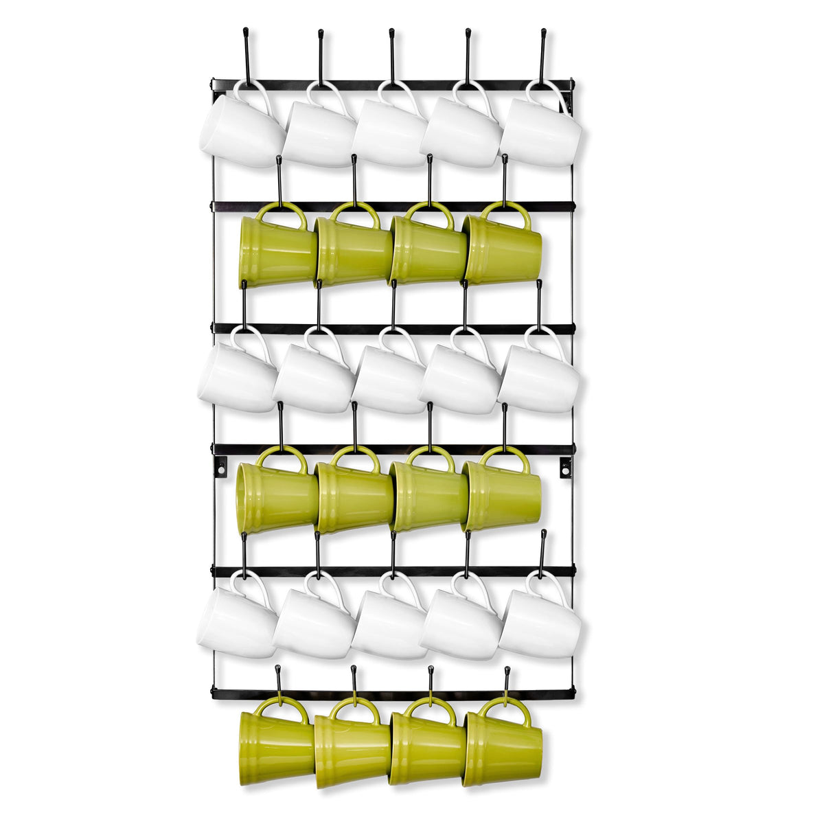 Portatazas Sorbus para pared de 6 niveles negro: exhibe tazas con estilo y ahorro de espacio.