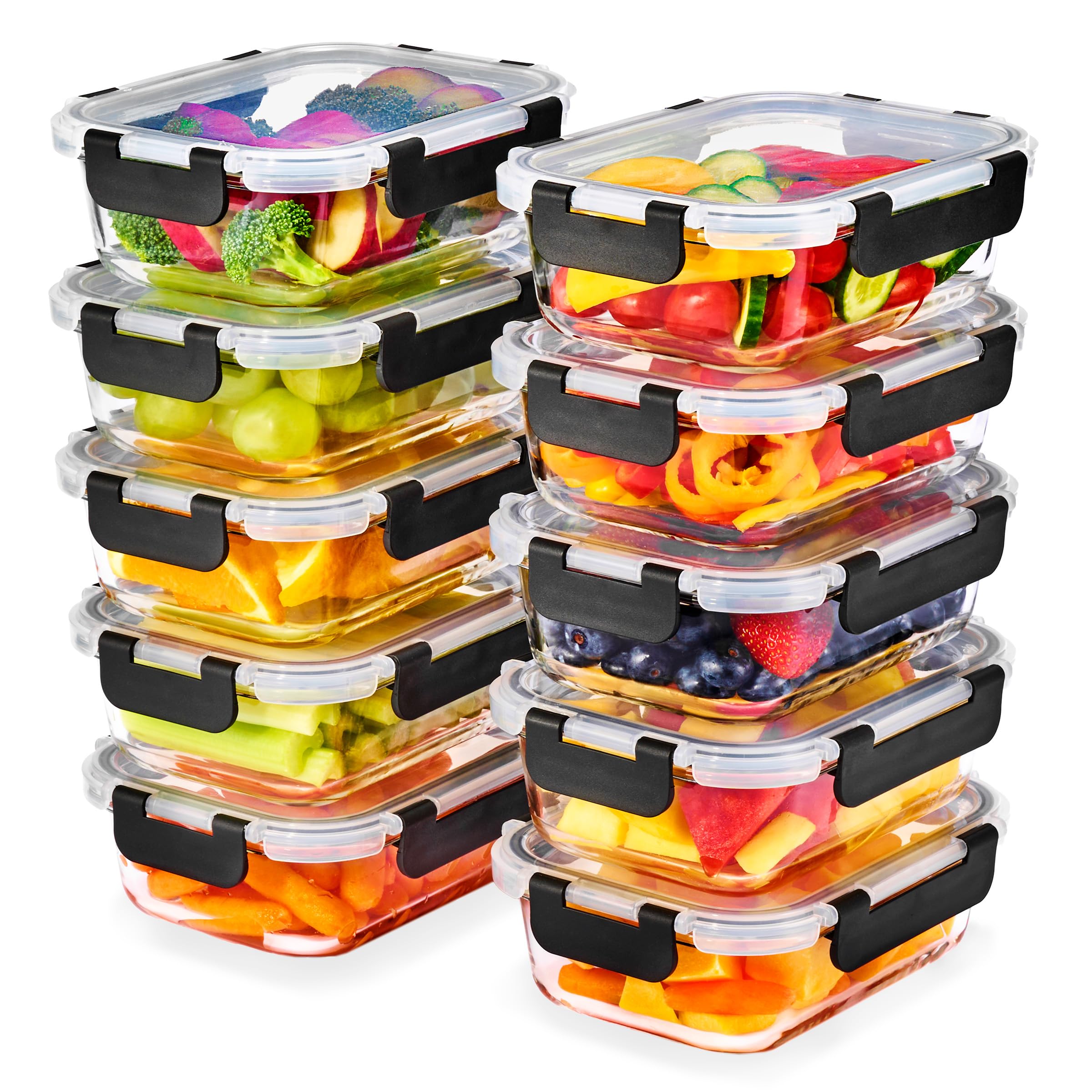 Sorbus set de vidrio para preparación de comidas con tapas herméticas que mantienen frescura.