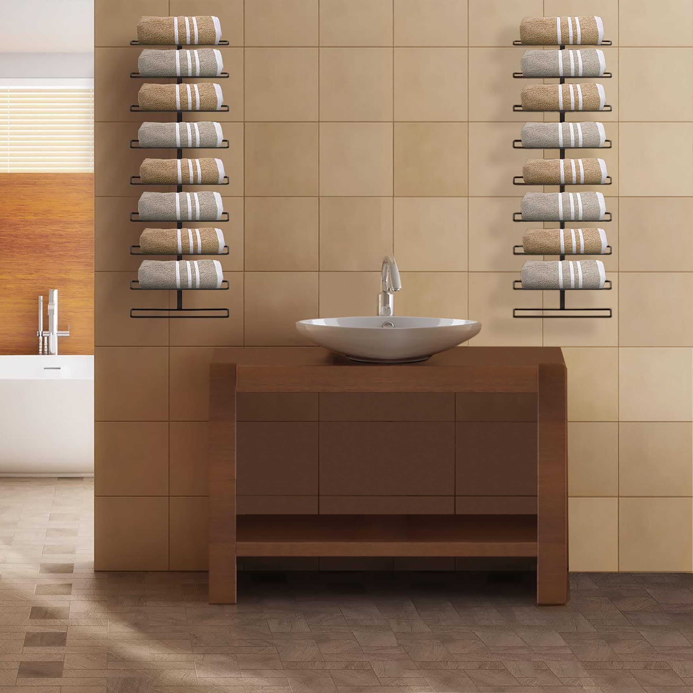 Sorbus estante de vino negro, decorativo y práctico en sala
